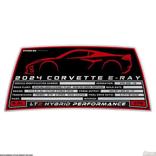 2024 CHEVROLET CORVETTE E-RAY COUPE Engine Bay Build Plaque