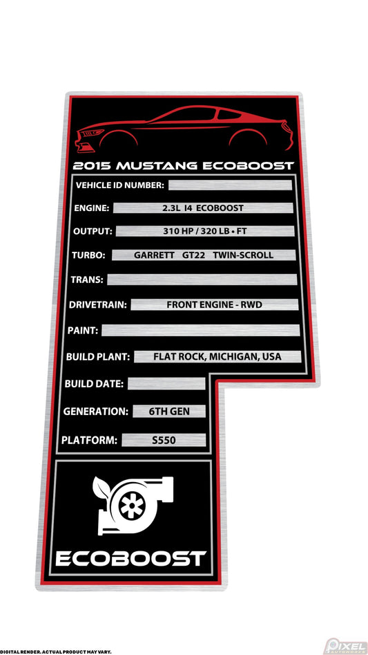 2015 FORD MUSTANG ECOBOOST Engine Bay Build Plaque