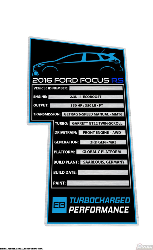 2016 FORD FOCUS RS Engine Bay Build Plaque