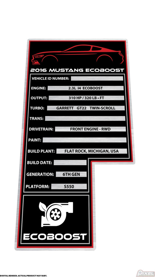 2016 FORD MUSTANG ECOBOOST Engine Bay Build Plaque