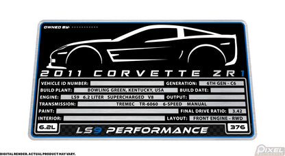 2011 CHEVROLET CORVETTE ZR1 Engine Bay Build Plaque