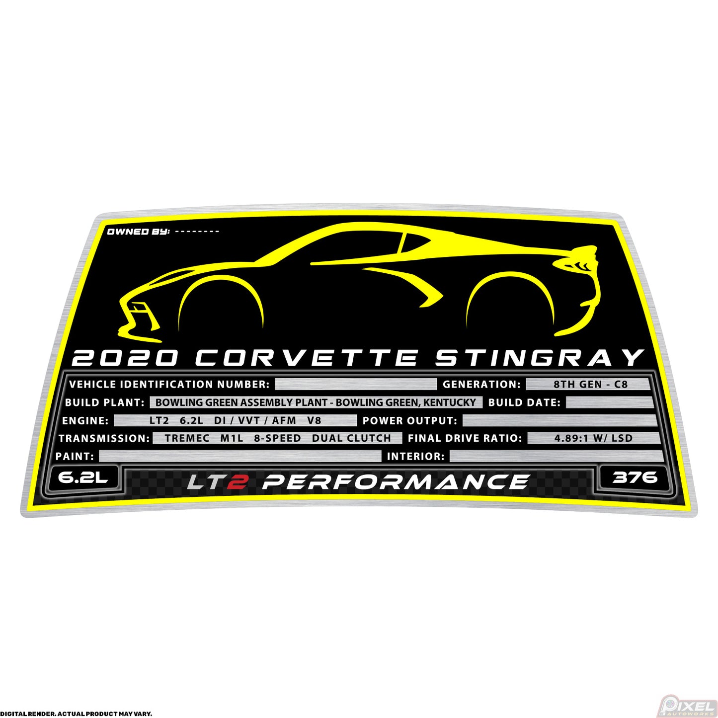 2020 CHEVROLET CORVETTE STINGRAY COUPE Engine Bay Build Plaque