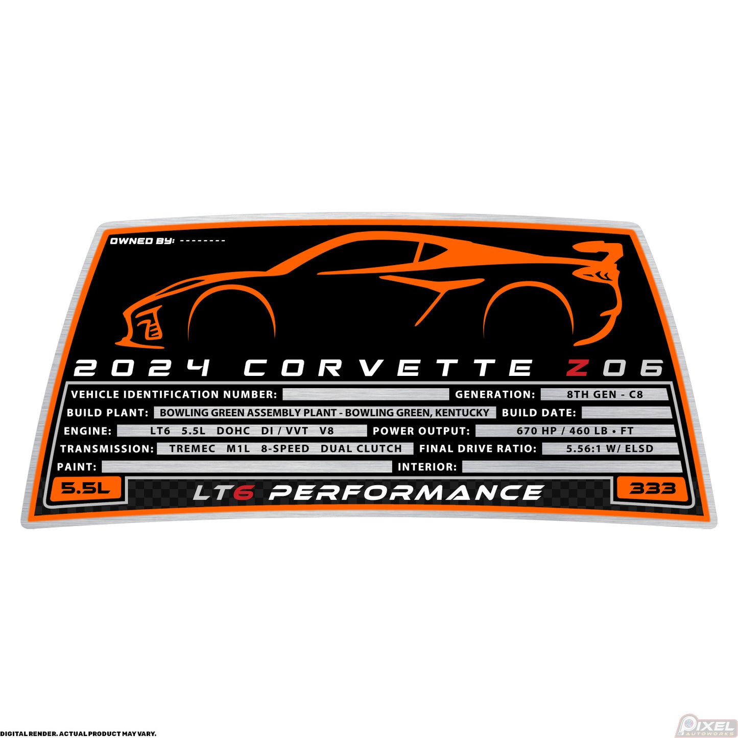 2024 CHEVROLET CORVETTE Z06 COUPE Engine Bay Build Plaque