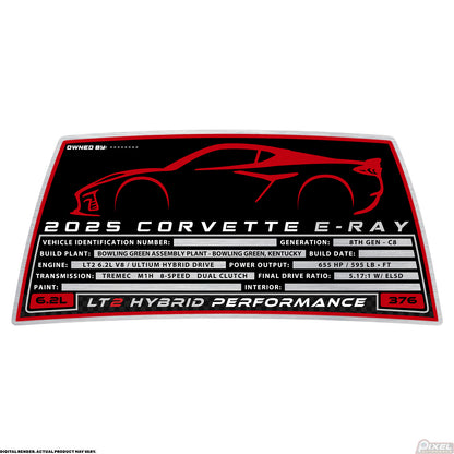 2025 CHEVROLET CORVETTE E-RAY COUPE Engine Bay Build Plaque