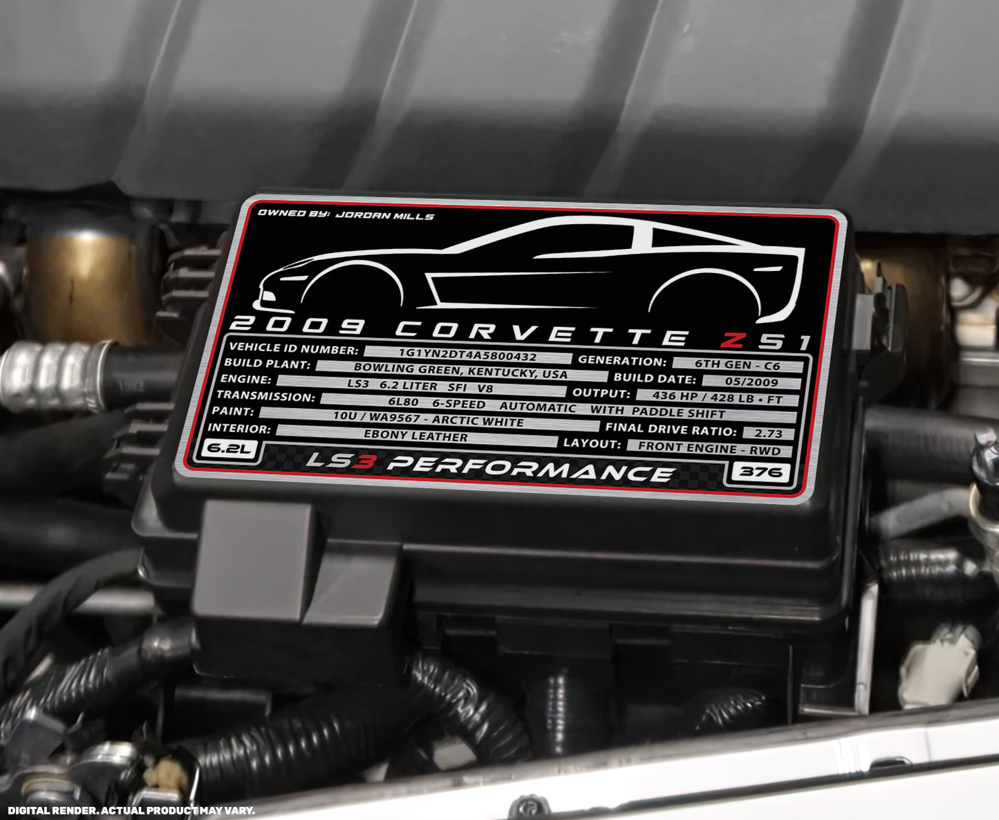 2005 CHEVROLET CORVETTE Engine Bay Build Plaque