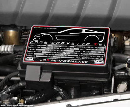 2013 CHEVROLET CORVETTE 427 CONVERTIBLE Engine Bay Build Plaque