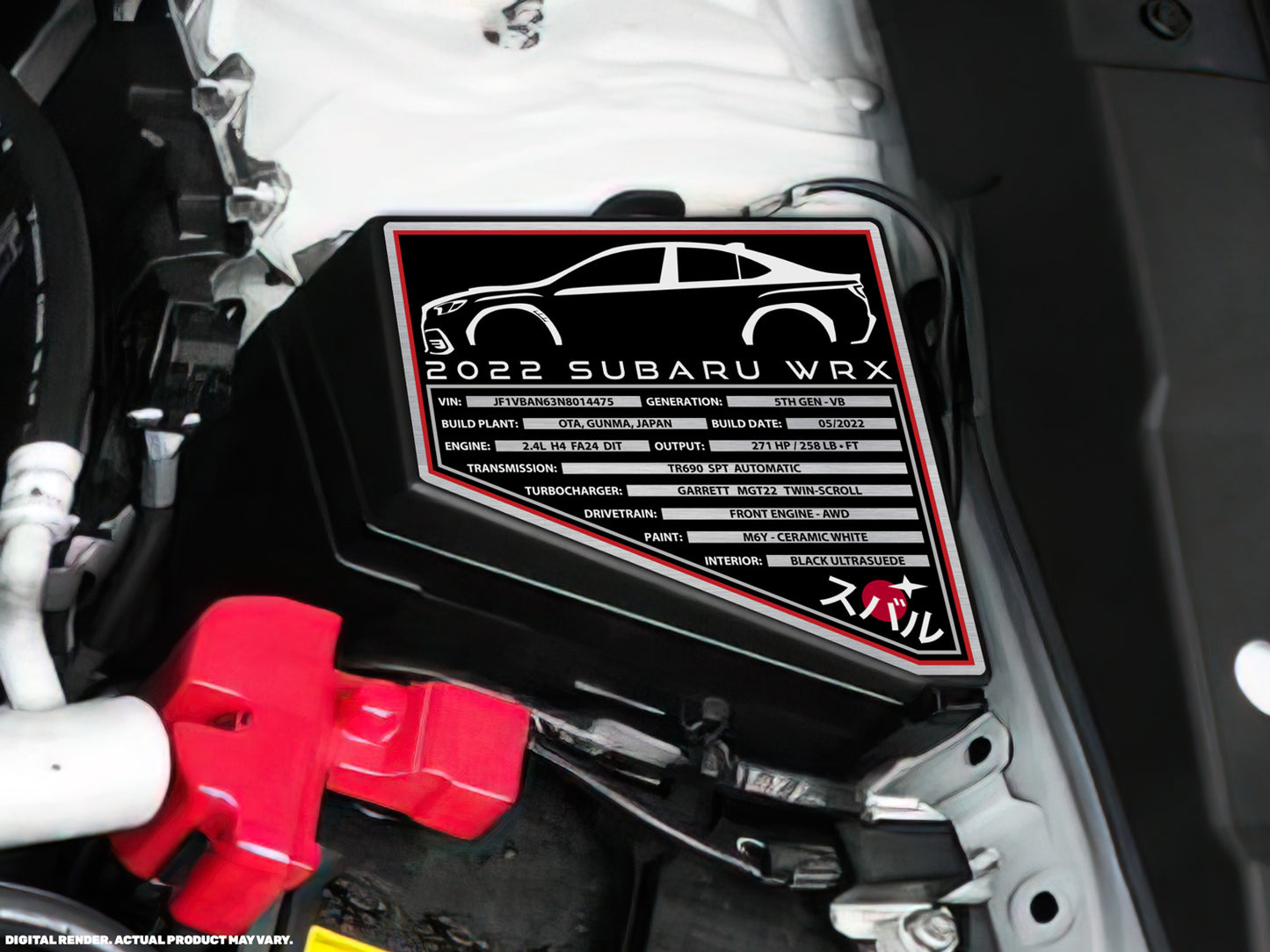 2023 SUBARU WRX Engine Bay Build Plaque