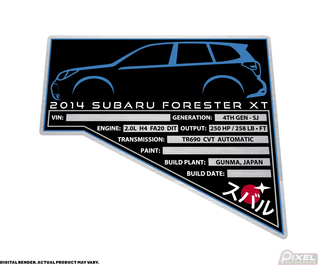 2014 SUBARU FORESTER XT Engine Bay Build Plaque