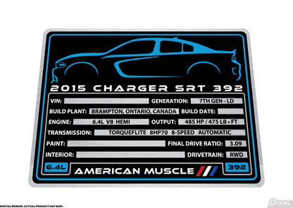 2015 DODGE CHARGER SRT 392 Engine Bay Build Plaque