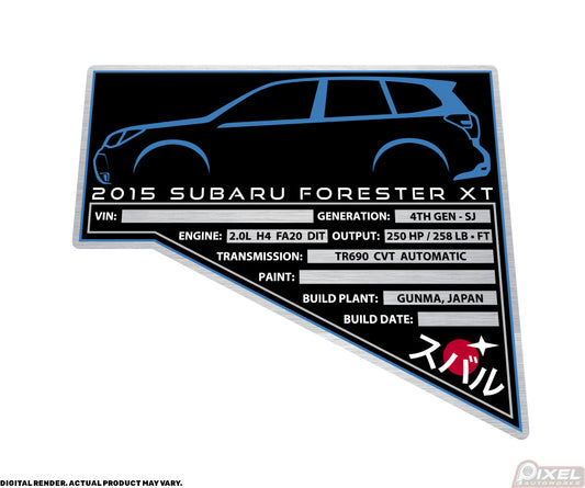 2015 SUBARU FORESTER XT Engine Bay Build Plaque