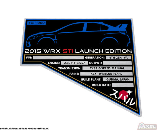 2015 SUBARU WRX STI LAUNCH EDITION Engine Bay Build Plaque