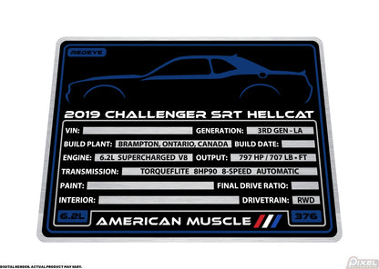 2019 DODGE CHALLENGER SRT HELLCAT REDEYE Engine Bay Build Plaque