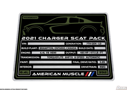 2021 DODGE CHARGER SCAT PACK WIDEBODY Engine Bay Build Plaque