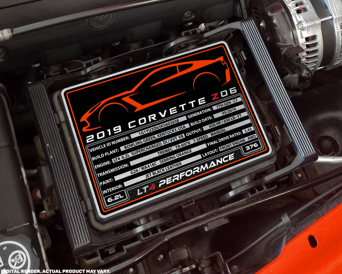 2014 CHEVROLET CORVETTE STINGRAY Engine Bay Build Plaque