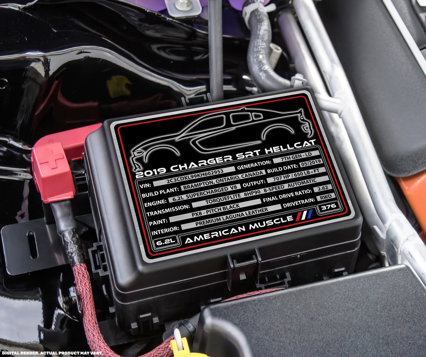 2017 DODGE CHALLENGER SRT HELLCAT Engine Bay Build Plaque