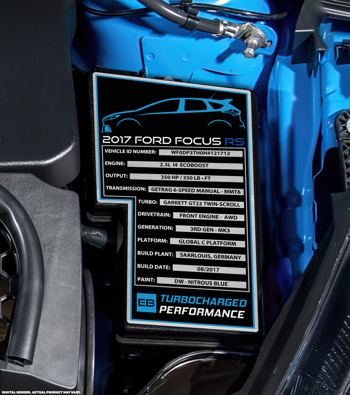 2013 FORD FOCUS ST Engine Bay Build Plaque