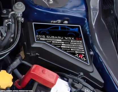 2015 SUBARU WRX Engine Bay Build Plaque